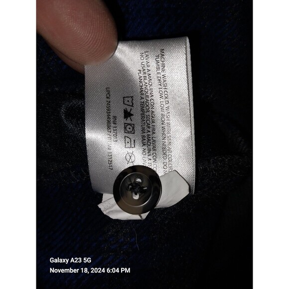 Orvis Mens Medium Heavy Flannel Shirt Jacket Blue & Gray Plaid Lumberjack - Picture 7 of 7